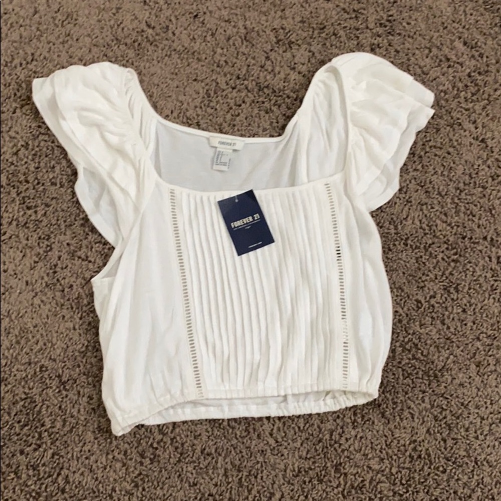 Forever 21 white cropped blouse
